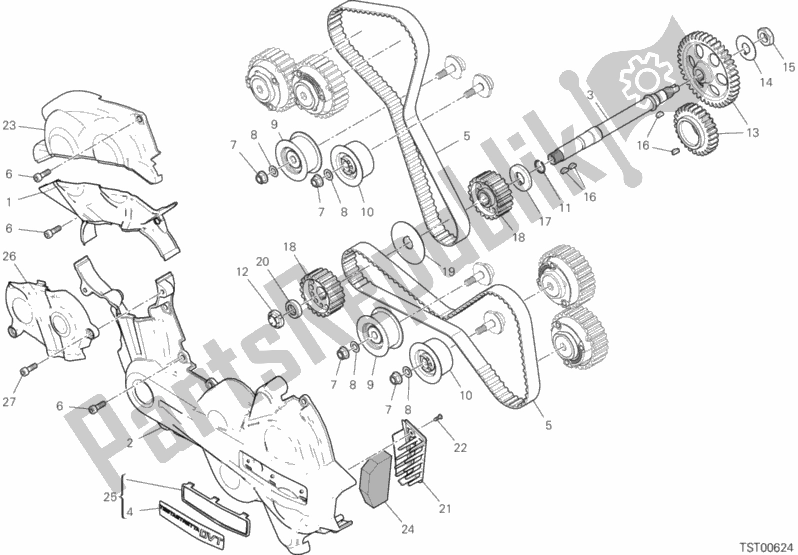 All parts for the Timing System of the Ducati Multistrada 1260 ABS 2020